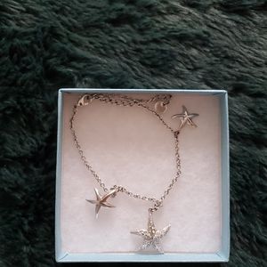 Silver ankle bracelet with silver starfish